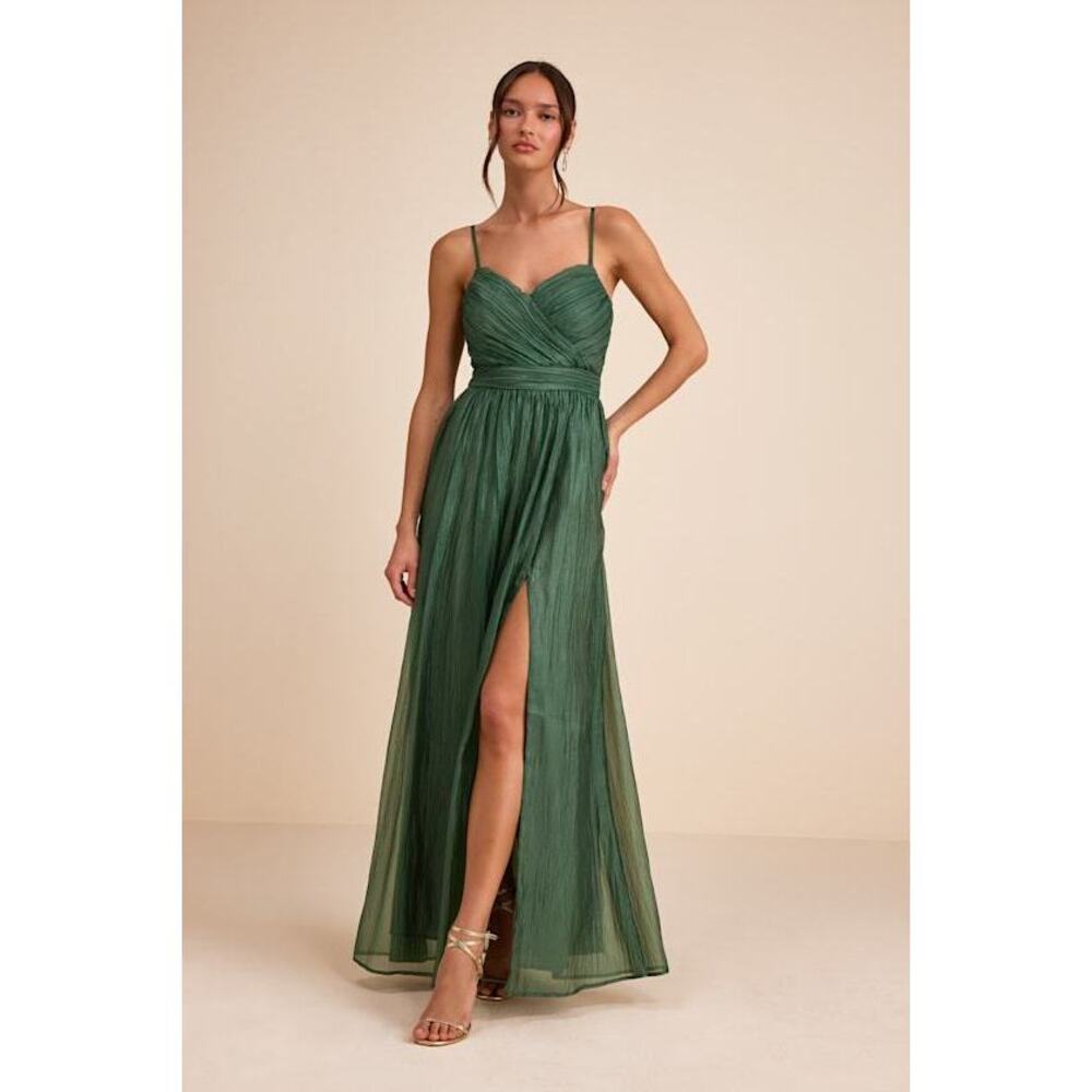 Lulus Rosalind Green Organza Strapless Maxi Dress - Size M